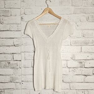 Polo Jeans Co XS Crochet Knit Dress Cover Up Ivory Boho Beach Mini